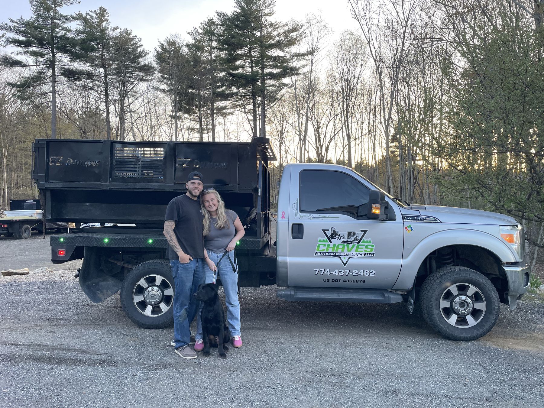 The Chaves family with their landscaping truck